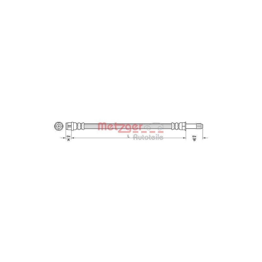 Bremsschlauch METZGER 4110434 für VW, Vorderachse links, Vorderachse rechts