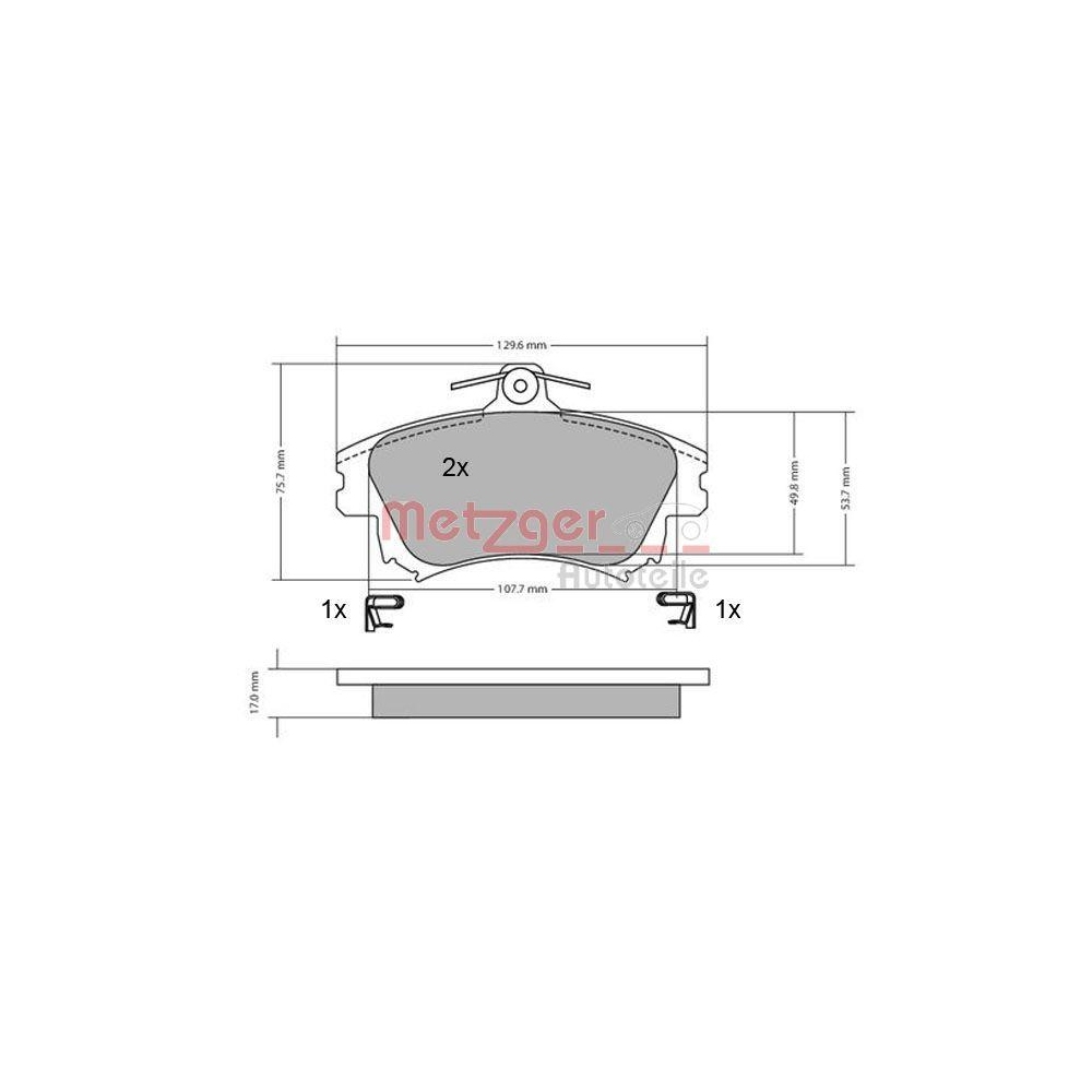 Bremsbelagsatz, Scheibenbremse METZGER 1170032 für MITSUBISHI VOLVO SMART