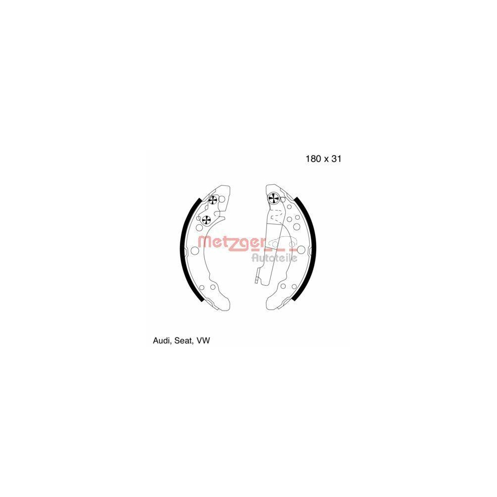 Bremsbackensatz METZGER MG 343 für VAG, Hinterachse