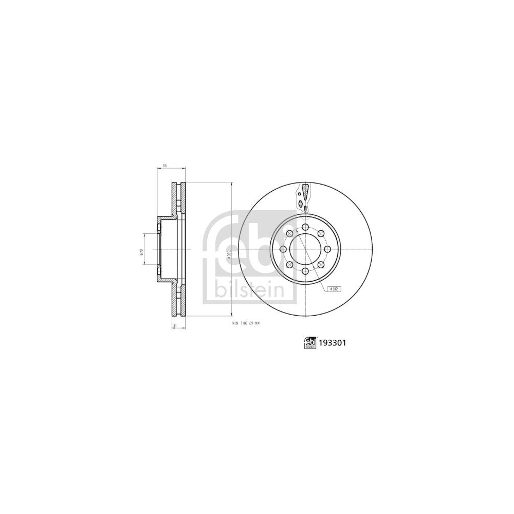 Bremsscheibe FEBI BILSTEIN 193301 für MAXUS, Vorderachse