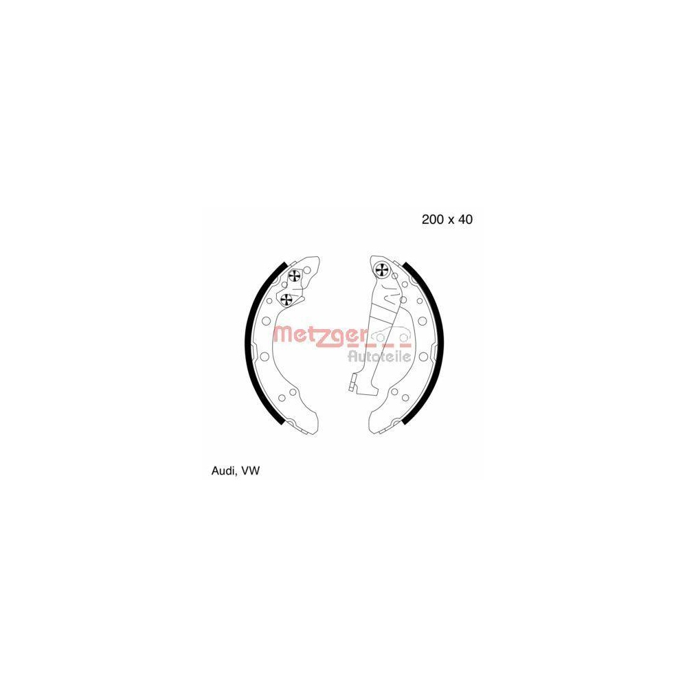Bremsbackensatz METZGER MG 344 für VW VAG, Hinterachse