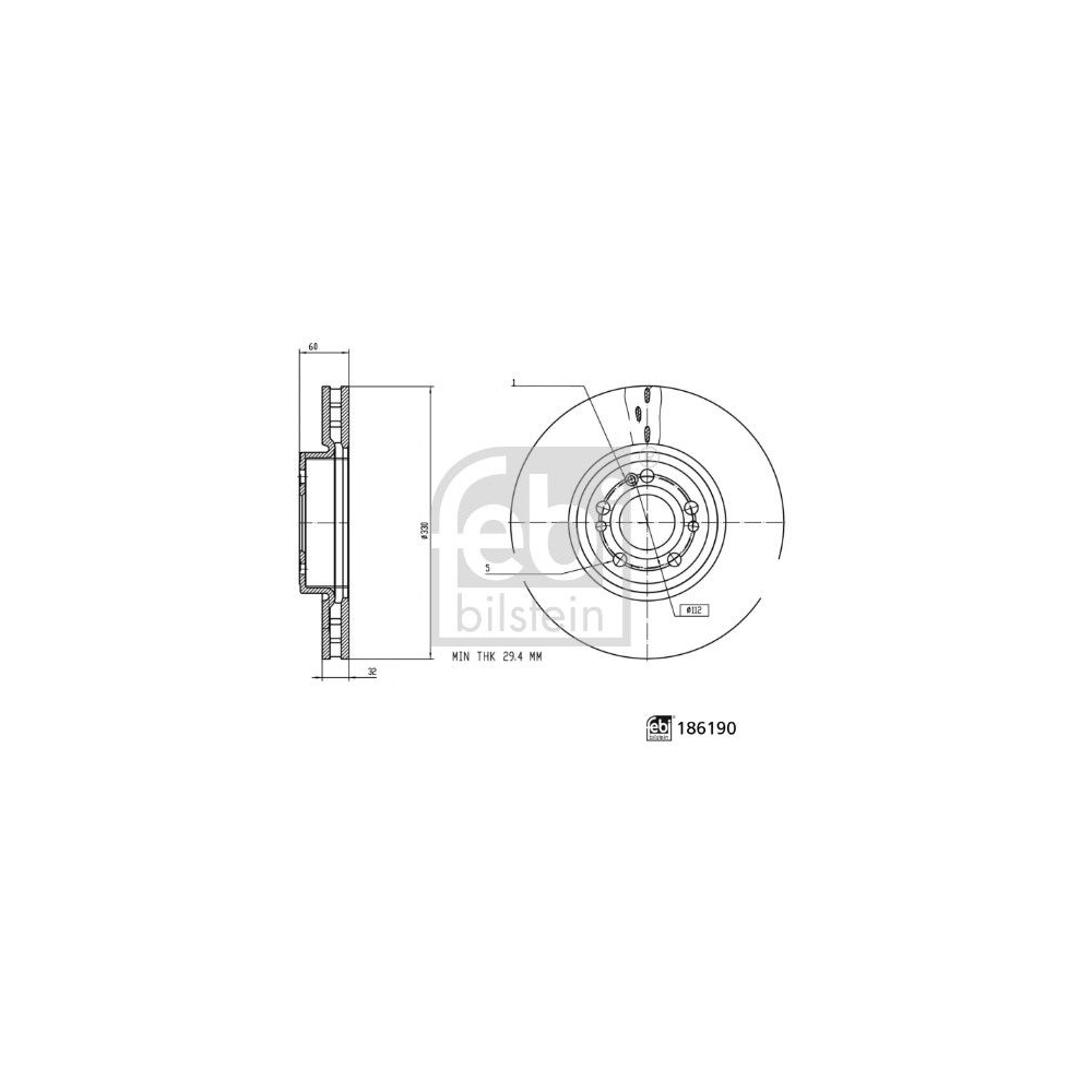 Bremsscheibe FEBI BILSTEIN 186190 für MERCEDES-BENZ, Vorderachse