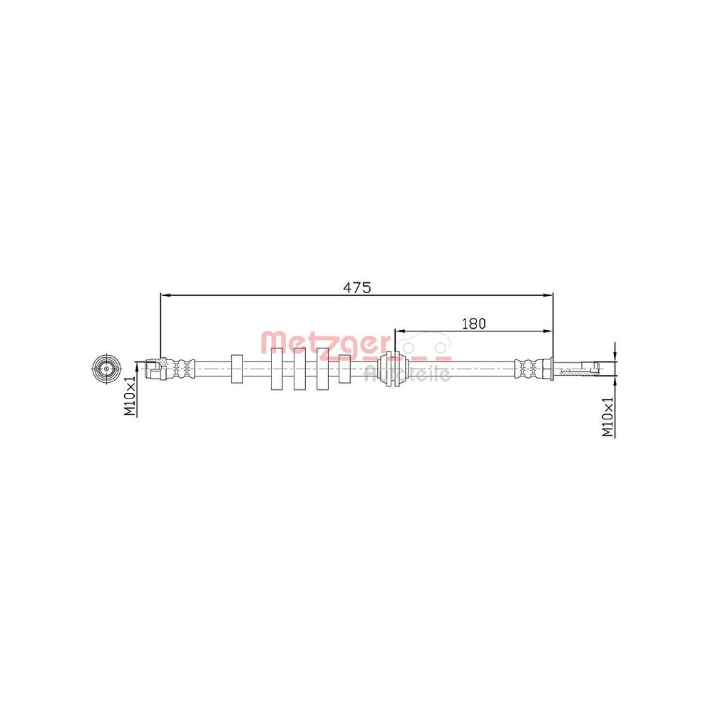 Bremsschlauch METZGER 4110447 für AUDI, Vorderachse links, Vorderachse rechts