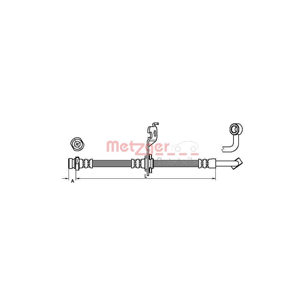 Bremsschlauch METZGER 4110452 für KIA, Hinterachse links