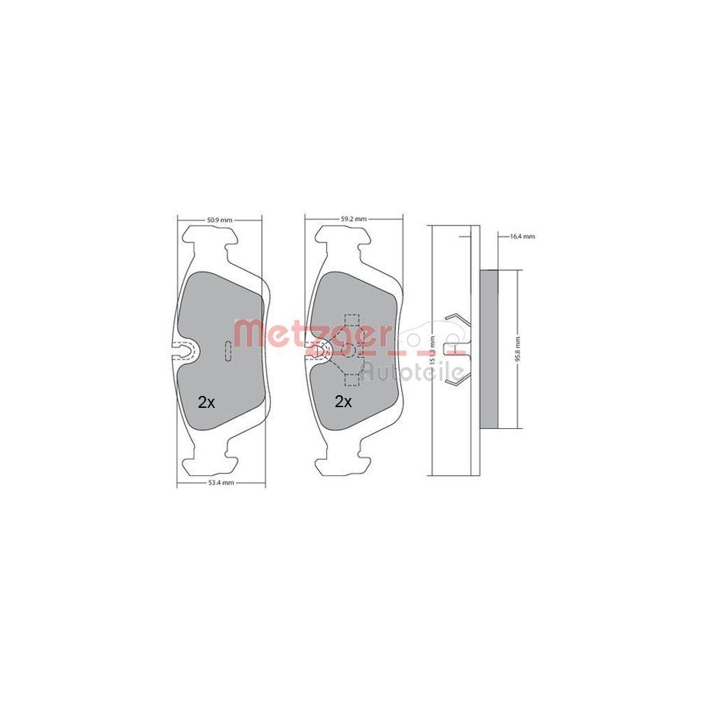 Bremsbelagsatz, Scheibenbremse METZGER 1170043 für BMW, Vorderachse