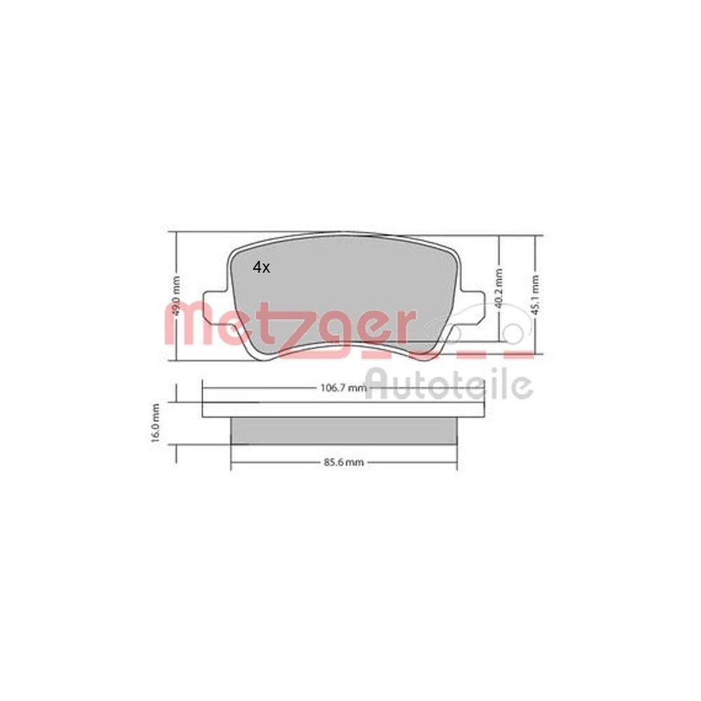 Bremsbelagsatz, Scheibenbremse METZGER 1170056 GREENPARTS für FORD VOLVO