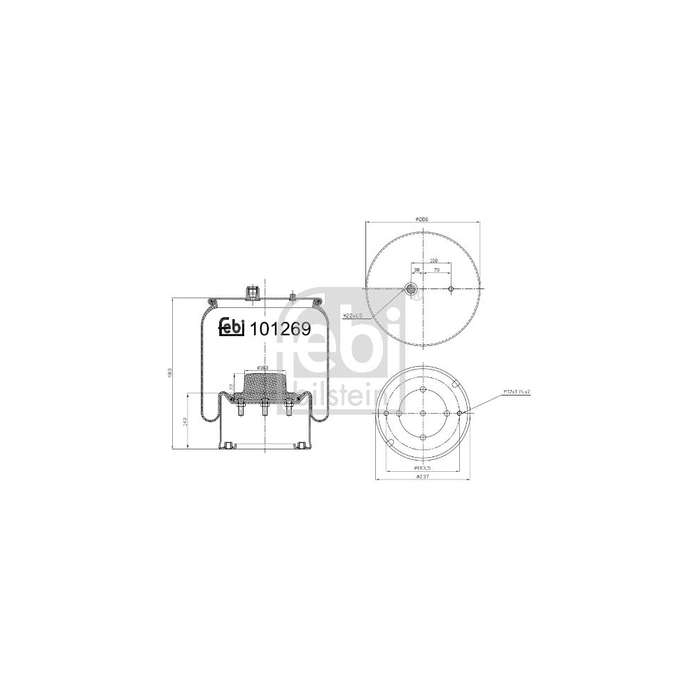 Febi Bilstein 1x 101269 Luftfederbalg mit Stahlkolben