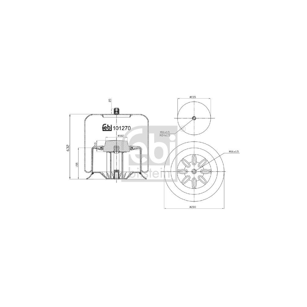 Febi Bilstein 1x 101270 Luftfederbalg mit Stahlkolben