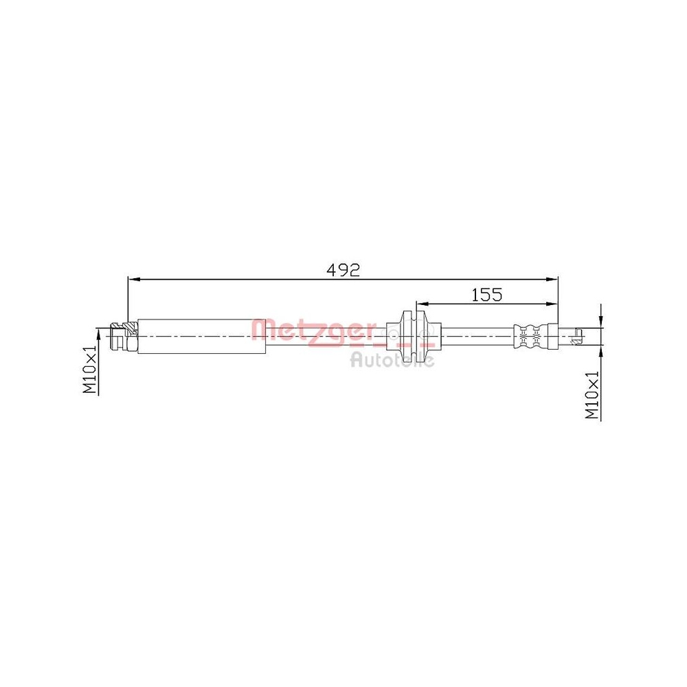 Bremsschlauch METZGER 4110476 für CITROËN FIAT PEUGEOT, Hinterachse links