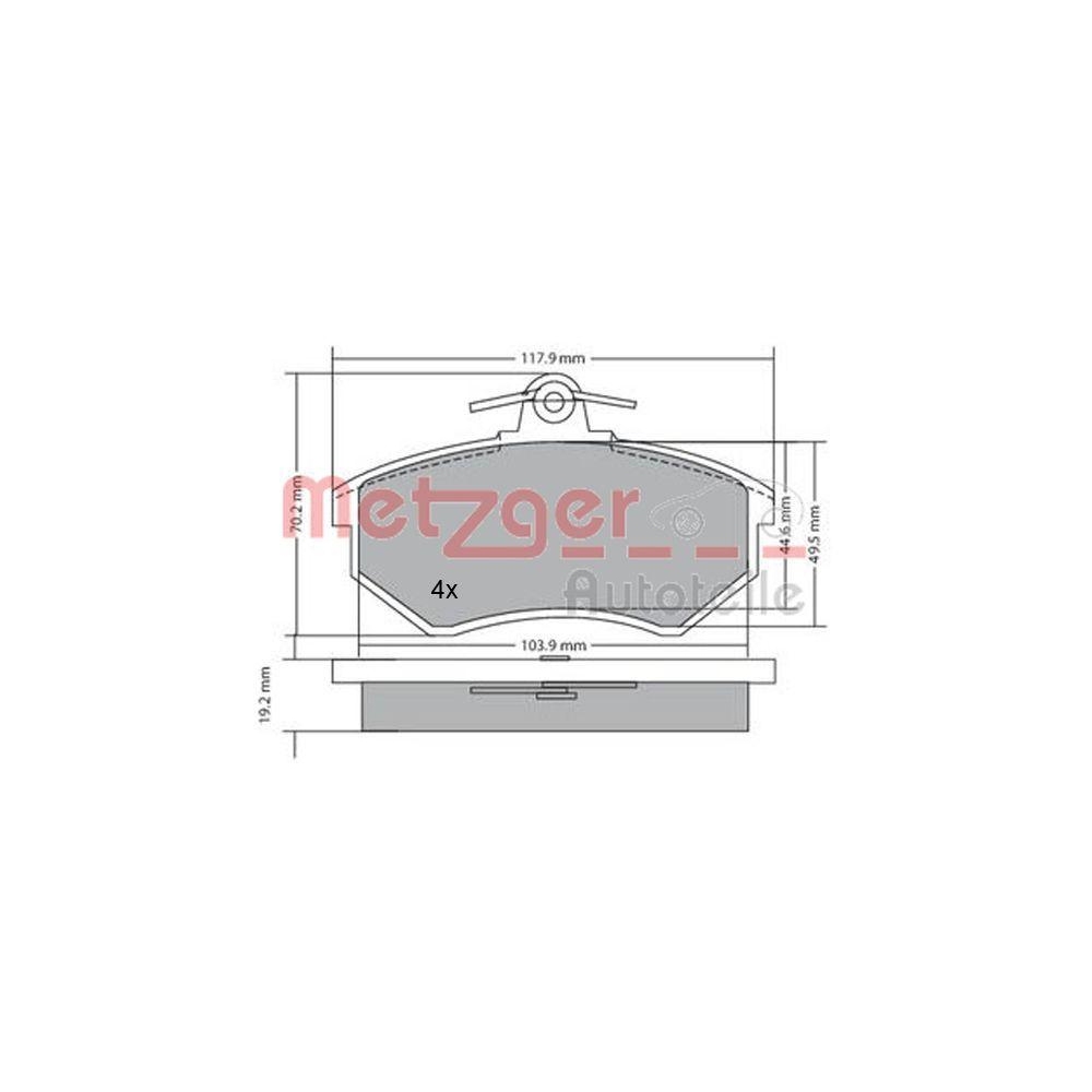 Bremsbelagsatz, Scheibenbremse METZGER 1170066 GREENPARTS für VAG, Vorderachse