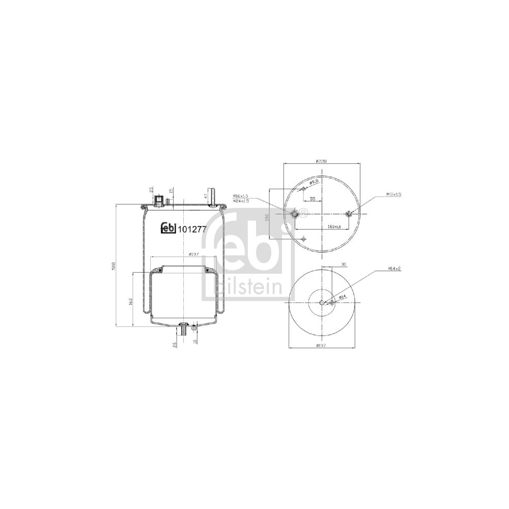 Febi Bilstein 101277 Luftfederbalg mit Stahlkolben und Kolbenstange , 1 Stück