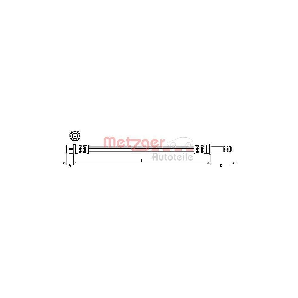 Bremsschlauch METZGER 4110482 f&uuml;r MERCEDES-BENZ, Vorderachse links