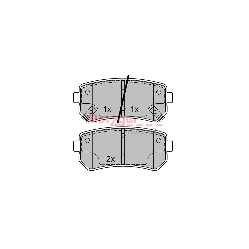 Bremsbelagsatz, Scheibenbremse METZGER 1170070 für HYUNDAI KIA, Hinterachse