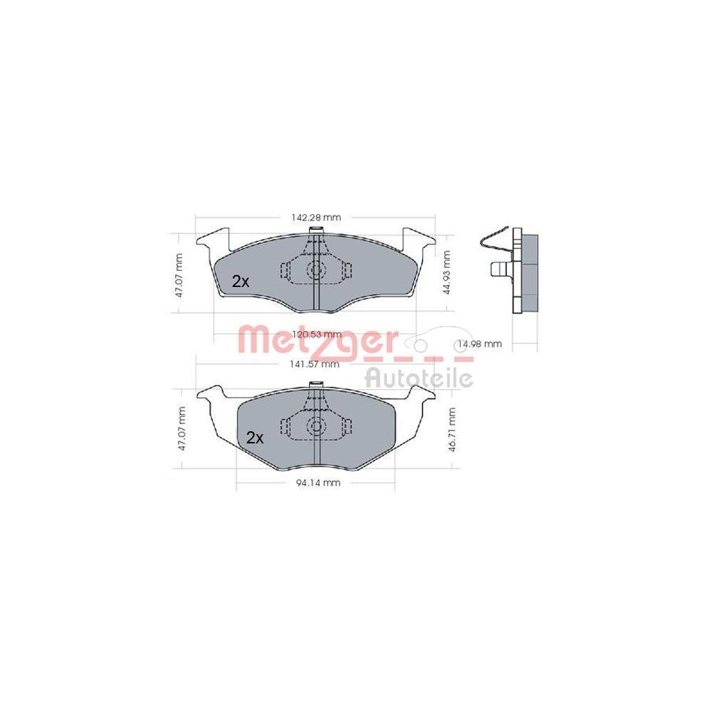 Bremsbelagsatz, Scheibenbremse METZGER 1170072 für VAG, Vorderachse