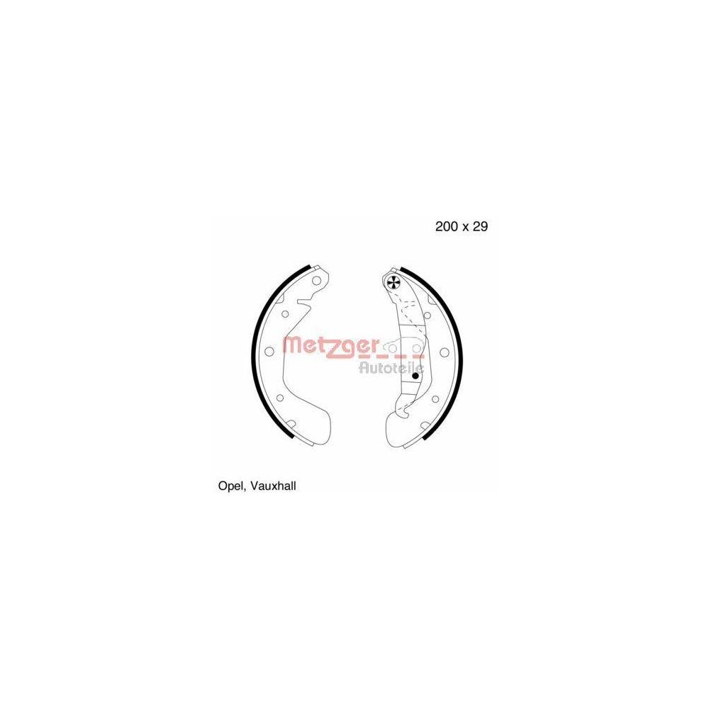 Bremsbackensatz METZGER MG 563 für OPEL, Hinterachse