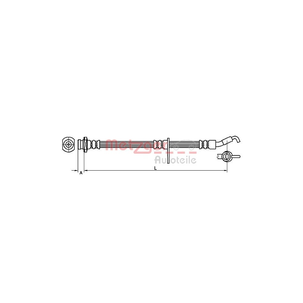 Bremsschlauch METZGER 4110490 für SUZUKI, Vorderachse links, Vorderachse rechts