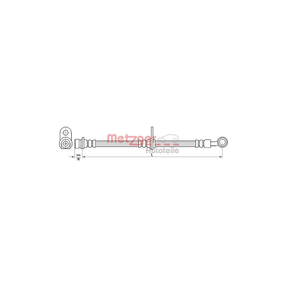 Bremsschlauch METZGER 4110493 für HONDA, Vorderachse rechts