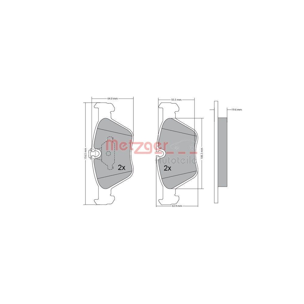 Bremsbelagsatz, Scheibenbremse METZGER 1170086 für BMW, Vorderachse