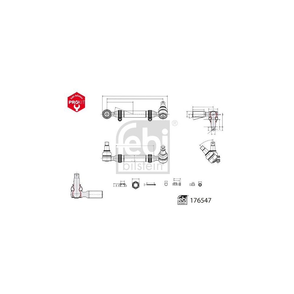 Spurstange FEBI BILSTEIN 176547 ProKit für MERCEDES-BENZ, Vorderachse