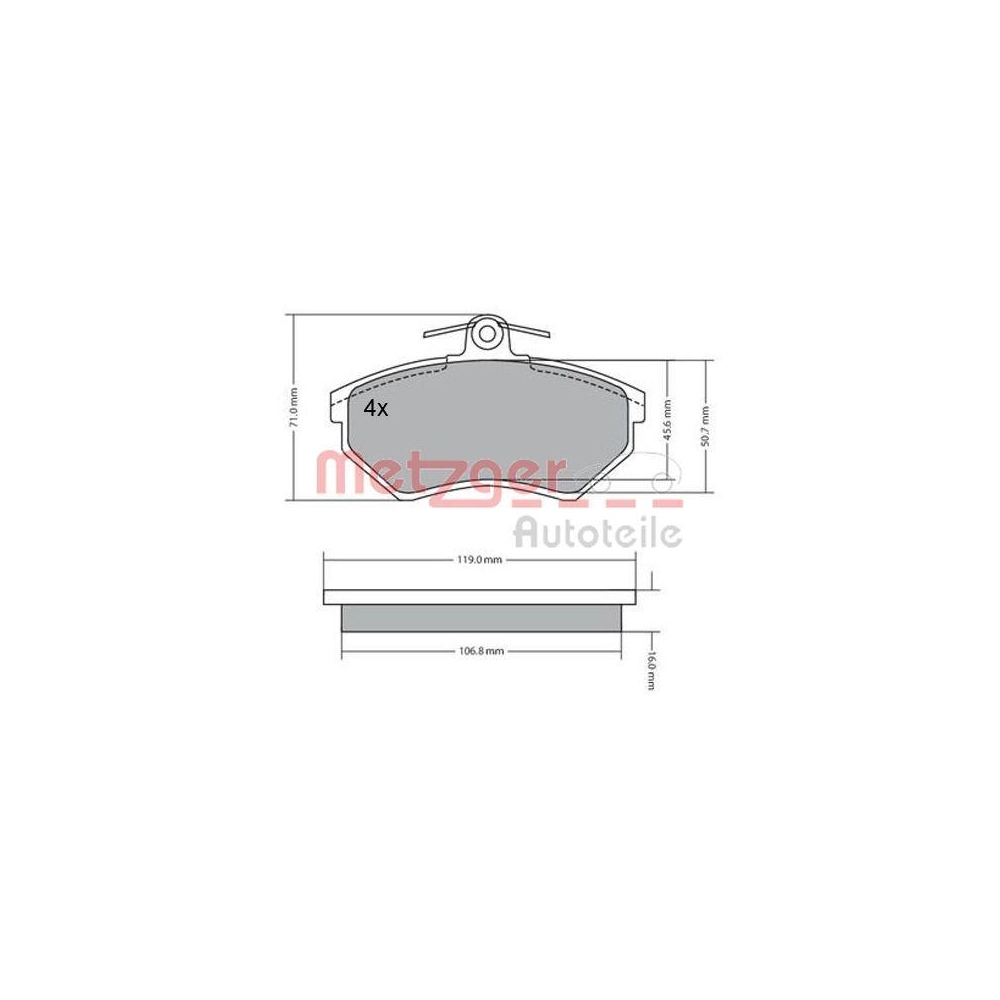 Bremsbelagsatz, Scheibenbremse METZGER 1170095 für SEAT VW, Vorderachse