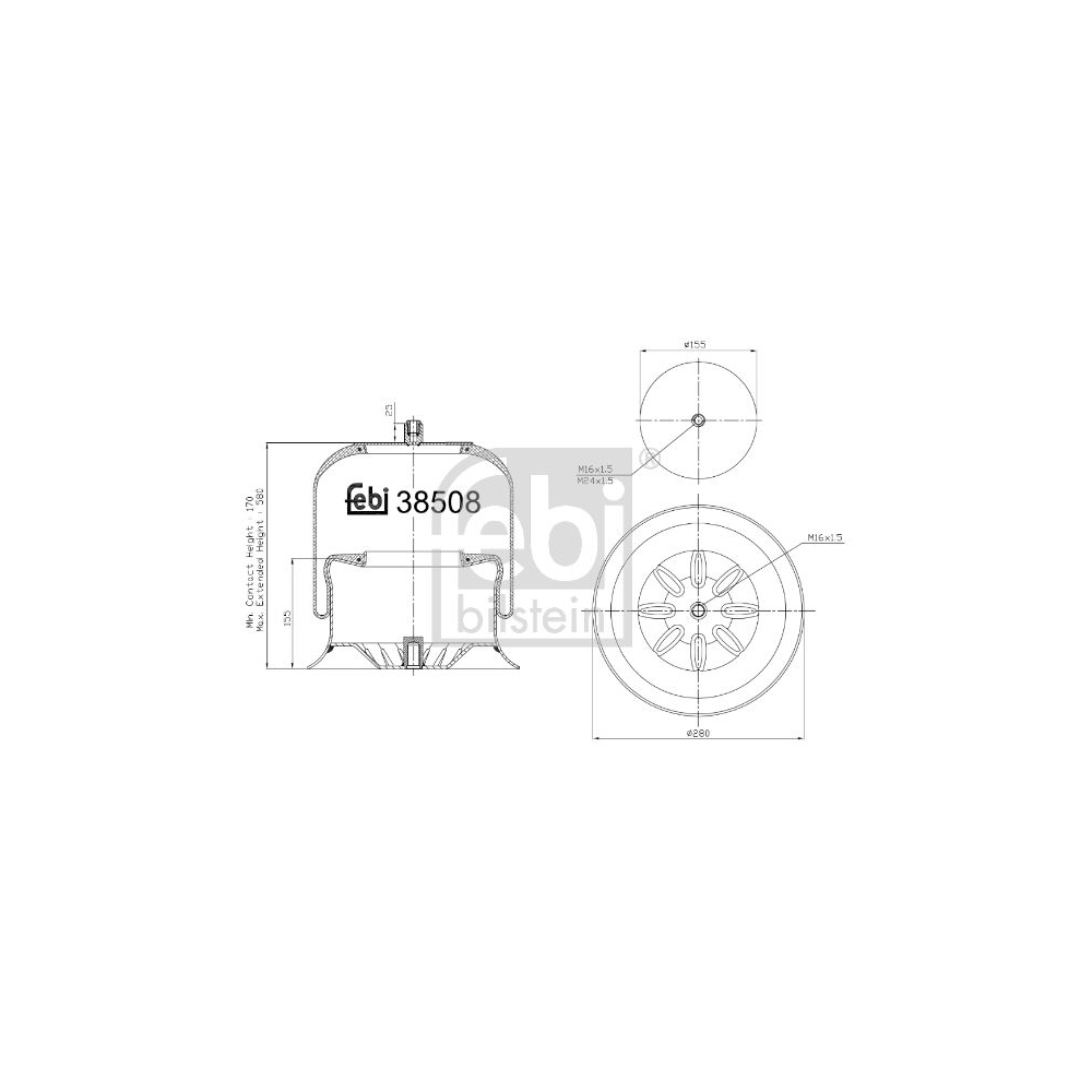 Febi Bilstein 38508 Luftfederbalg mit Stahlkolben , 1 Stück