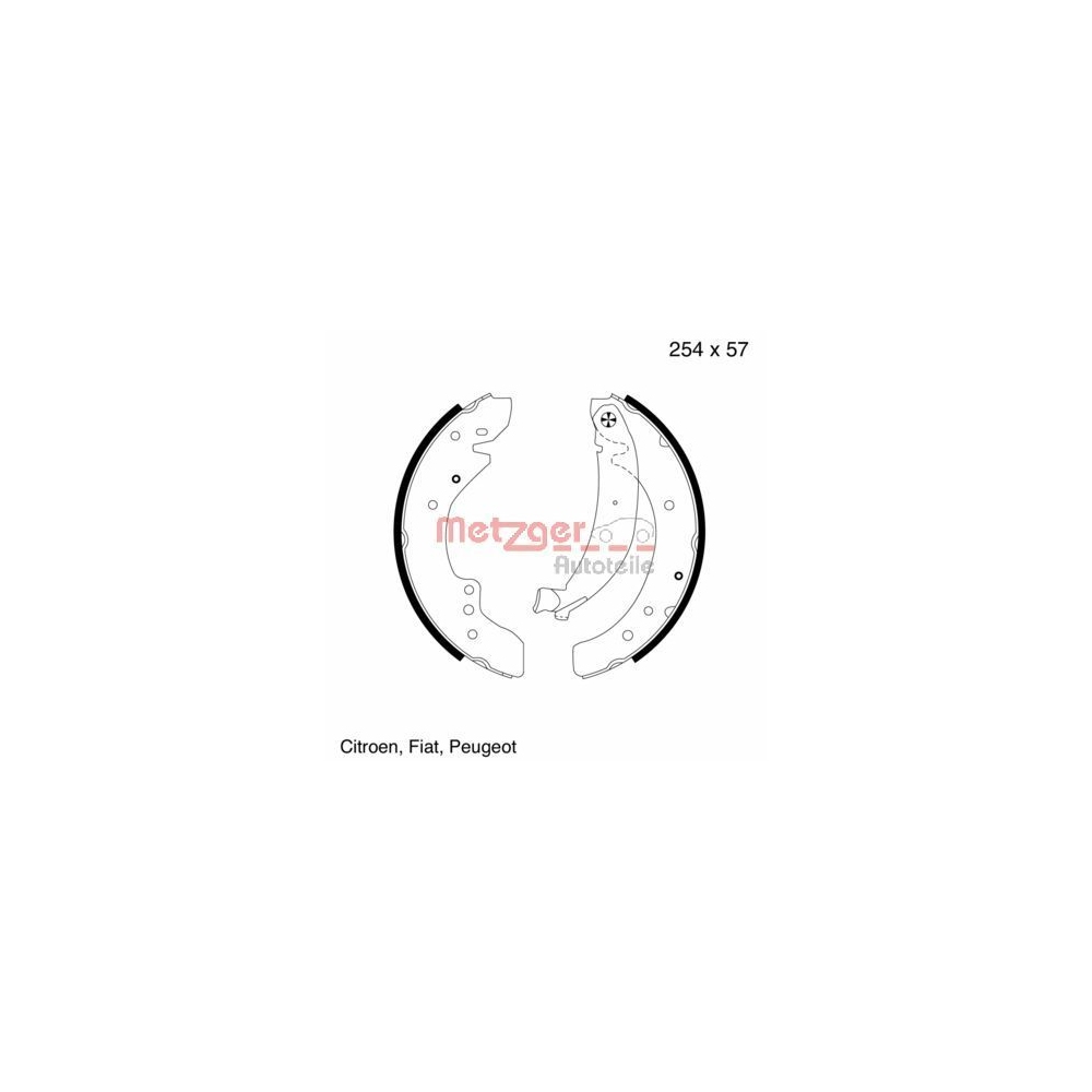 Bremsbackensatz METZGER MG 619 für CITROËN FIAT PEUGEOT, Hinterachse