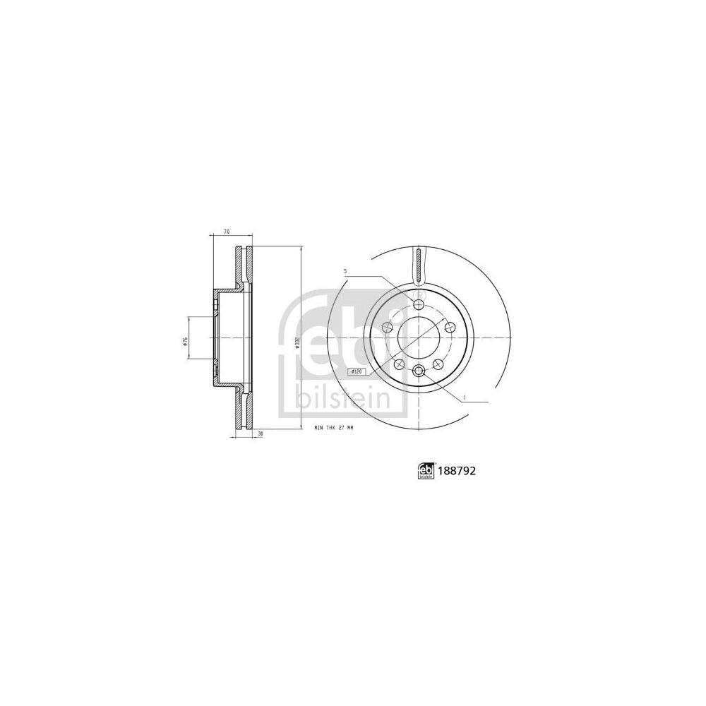 Bremsscheibe FEBI BILSTEIN 188792 für VW, Vorderachse