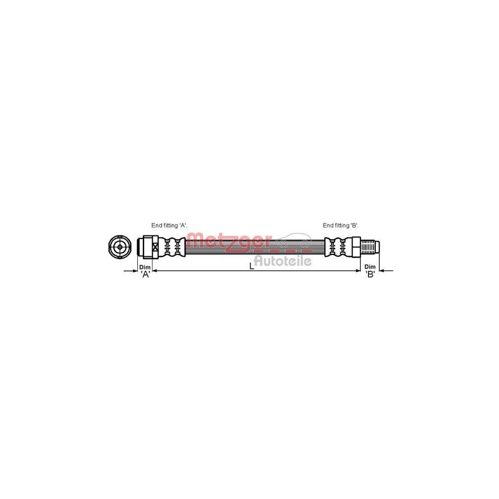 Bremsschlauch METZGER 4110586 für MERCEDES-BENZ, Vorderachse links