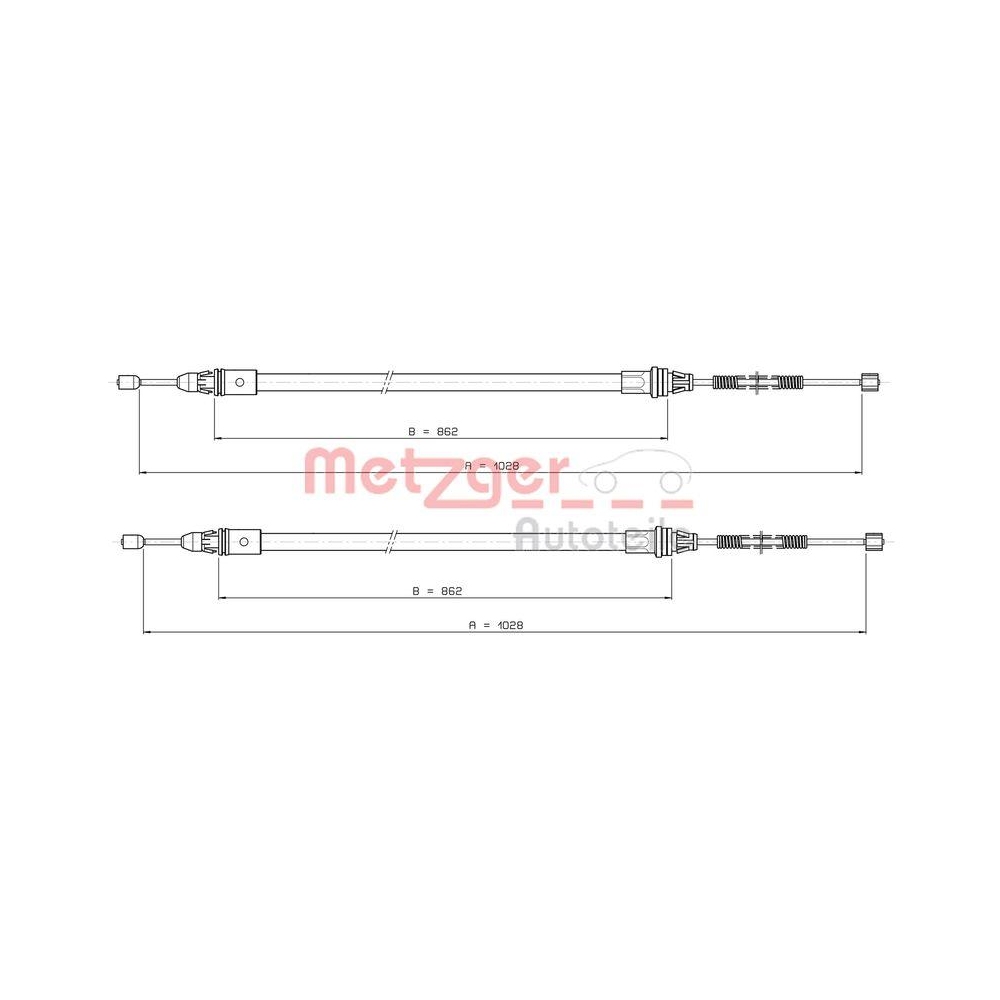 Seilzug, Feststellbremse METZGER 10.9337 GREENPARTS für SMART, hinten links