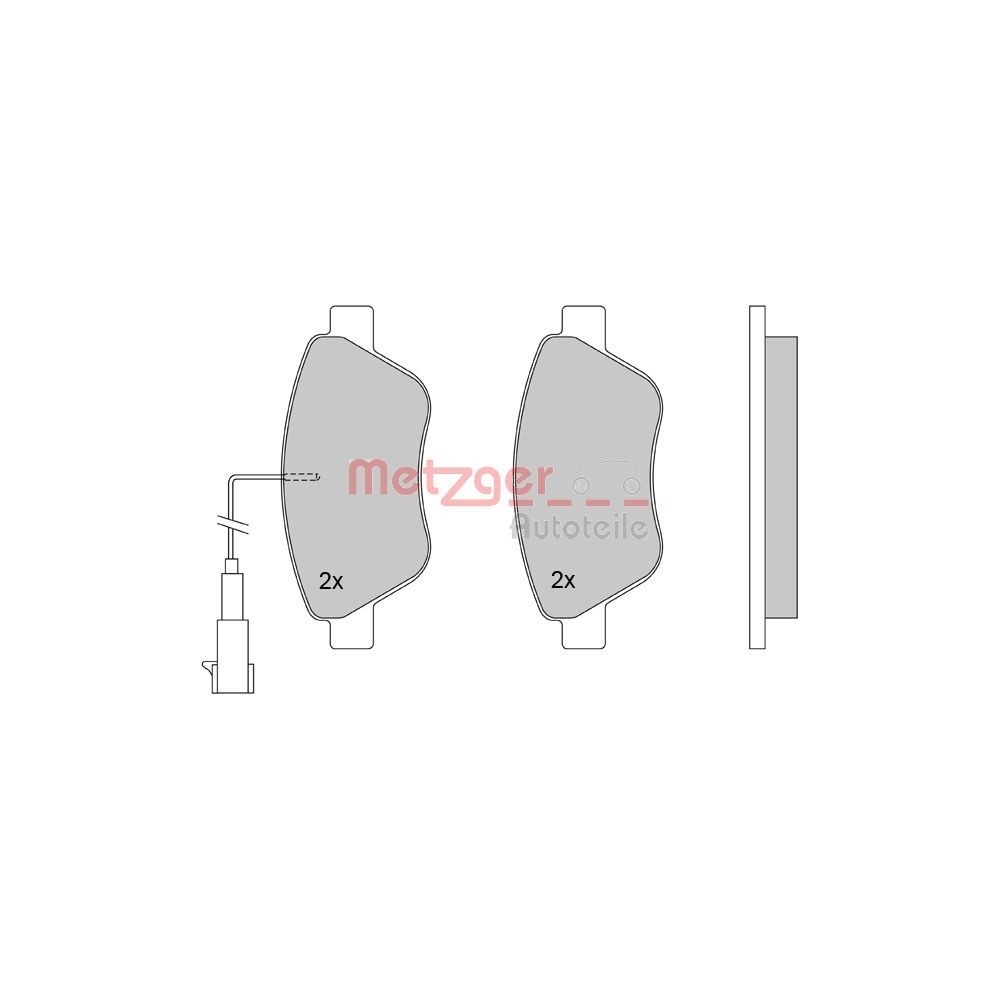 Bremsbelagsatz, Scheibenbremse METZGER 1170117 für FIAT, Vorderachse