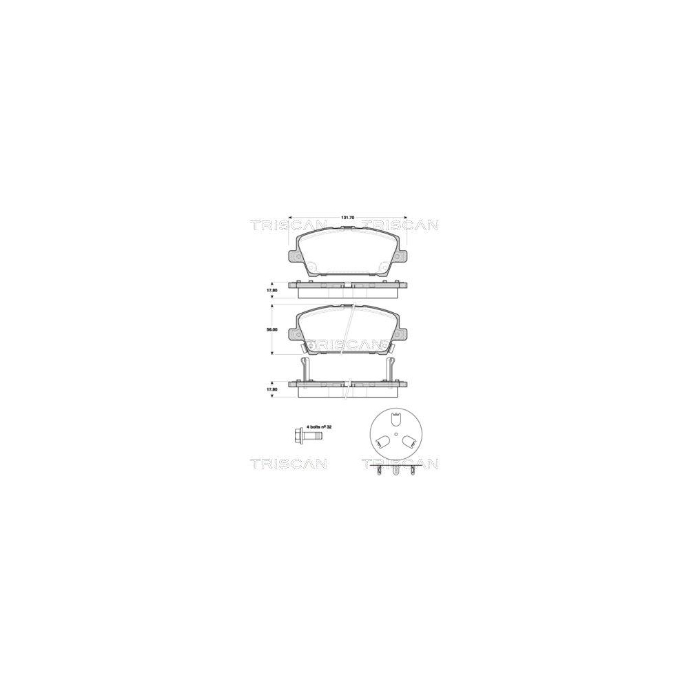 Bremsbelagsatz, Scheibenbremse TRISCAN 8110 40013 für HONDA, Vorderachse