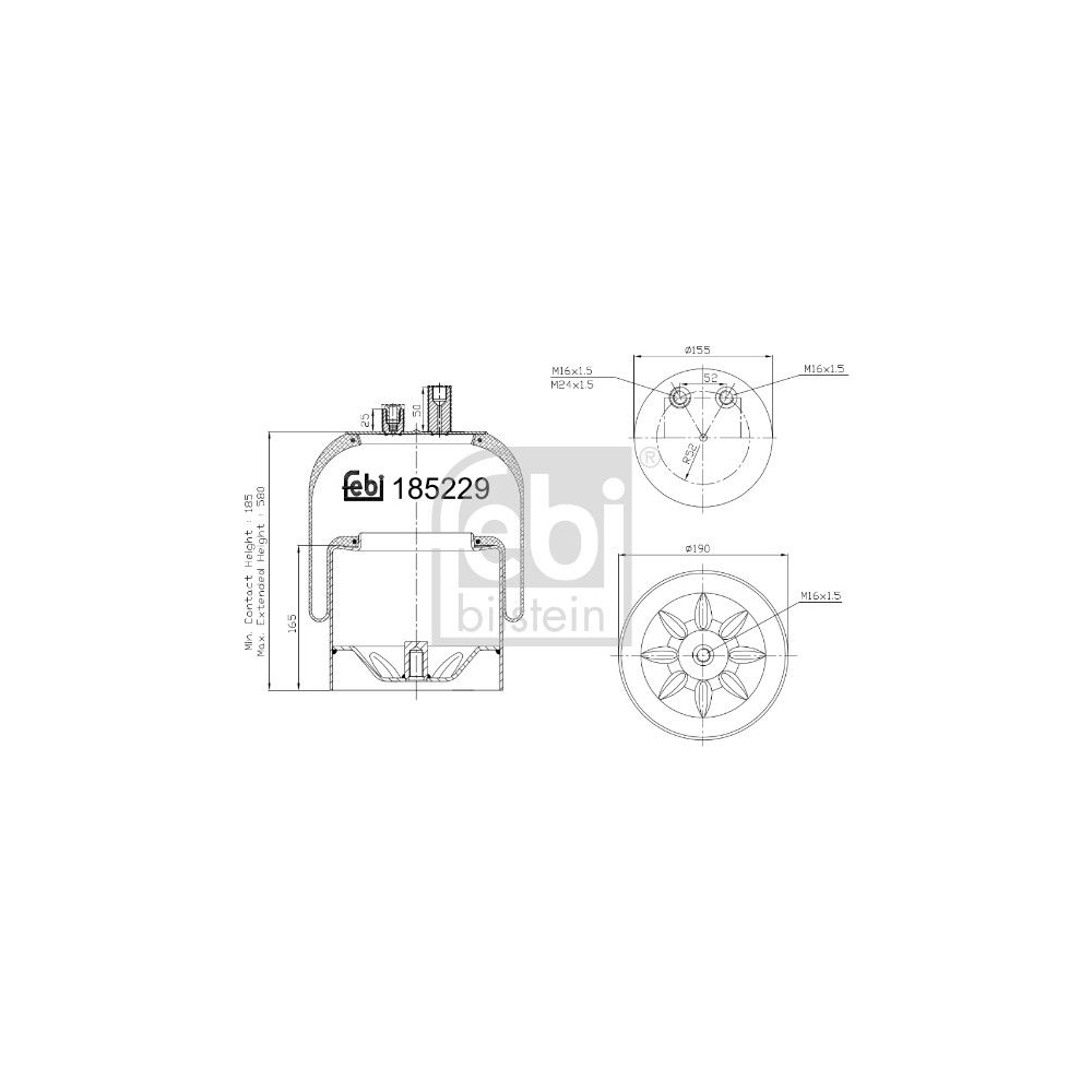 Federbalg, Luftfederung FEBI BILSTEIN 185229 für MERCEDES-BENZ, Hinterachse