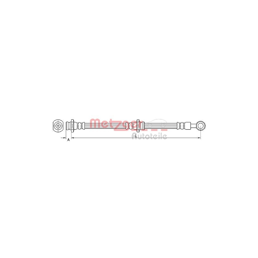 Bremsschlauch METZGER 4110669 für HYUNDAI KIA, Vorderachse links