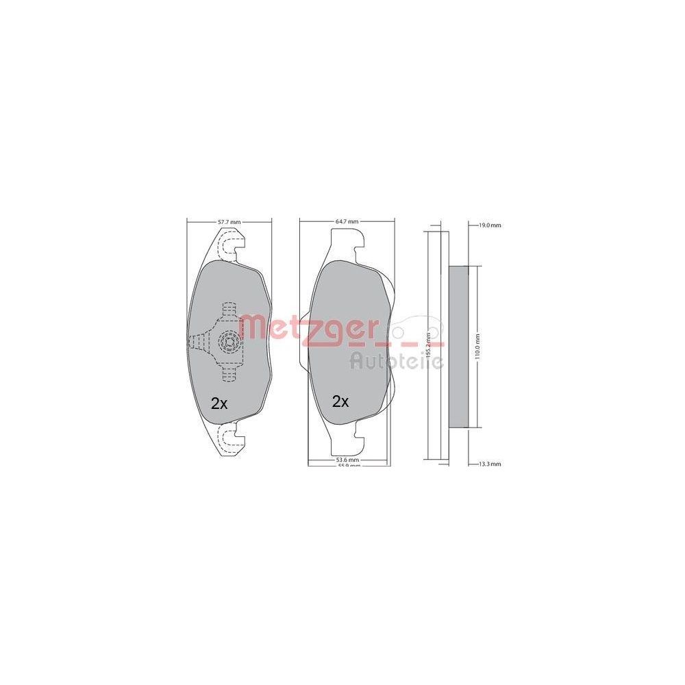 Bremsbelagsatz, Scheibenbremse METZGER 1170129 GREENPARTS für CITROËN PEUGEOT