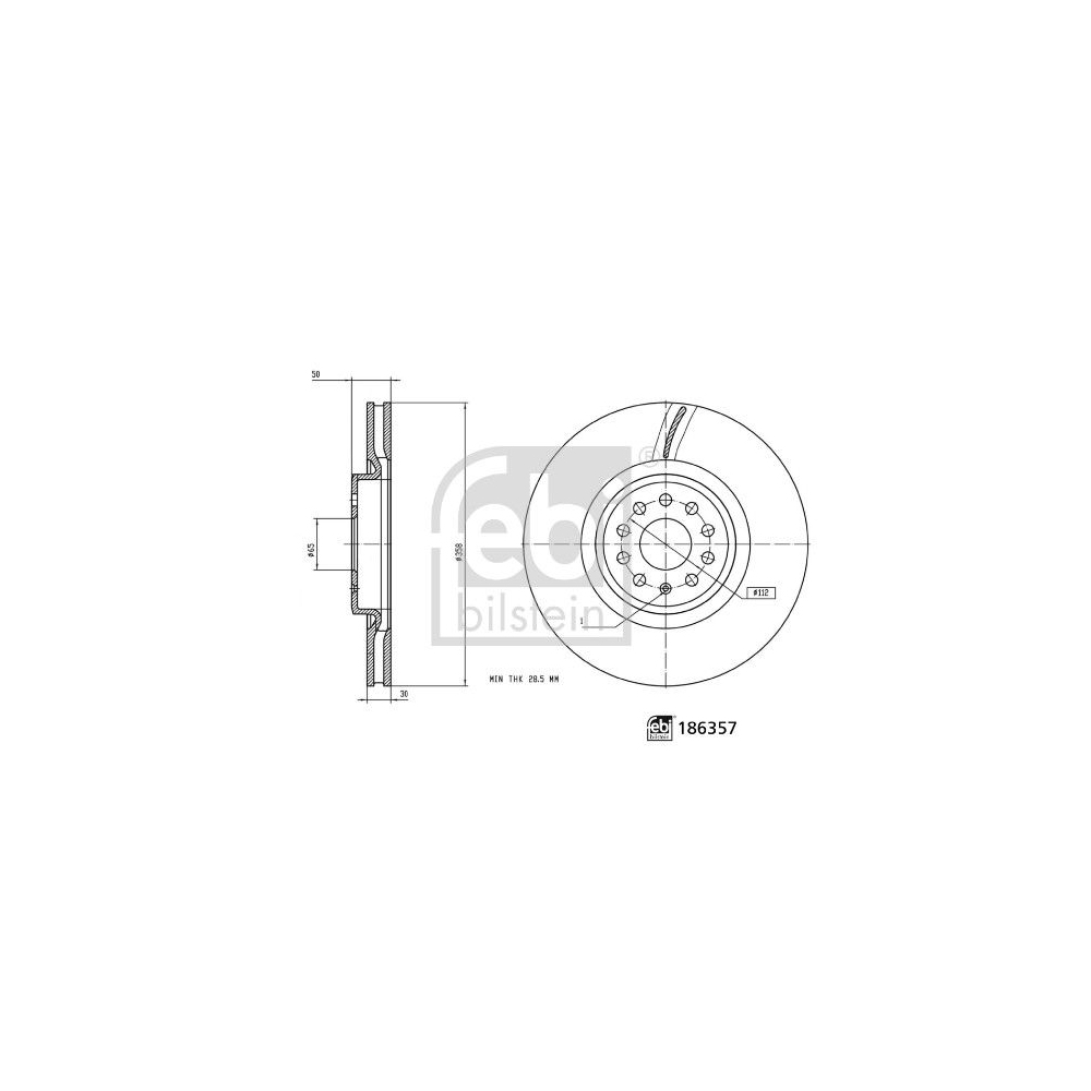 Bremsscheibe FEBI BILSTEIN 186357 für AUDI SKODA VW, Vorderachse