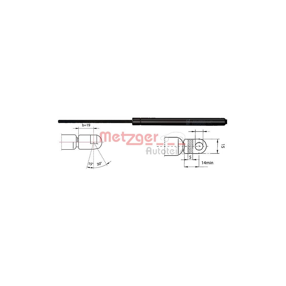 Gasfeder, Koffer-/Laderaum METZGER 2110030 für VW