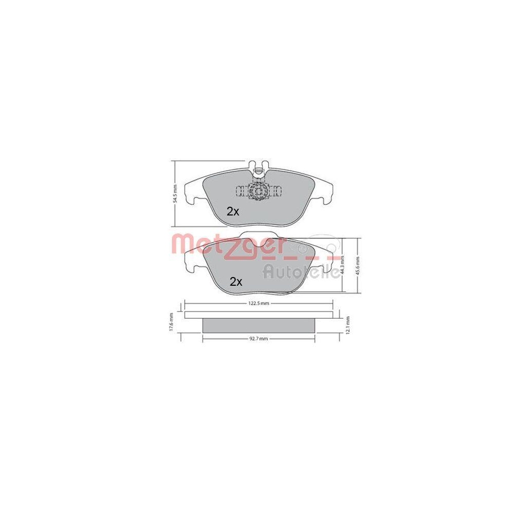 Bremsbelagsatz, Scheibenbremse METZGER 1170132 für MERCEDES-BENZ, Hinterachse