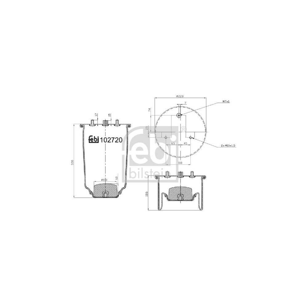 Febi Bilstein 102720 Luftfederbalg ohne Kolben , 1 Stück