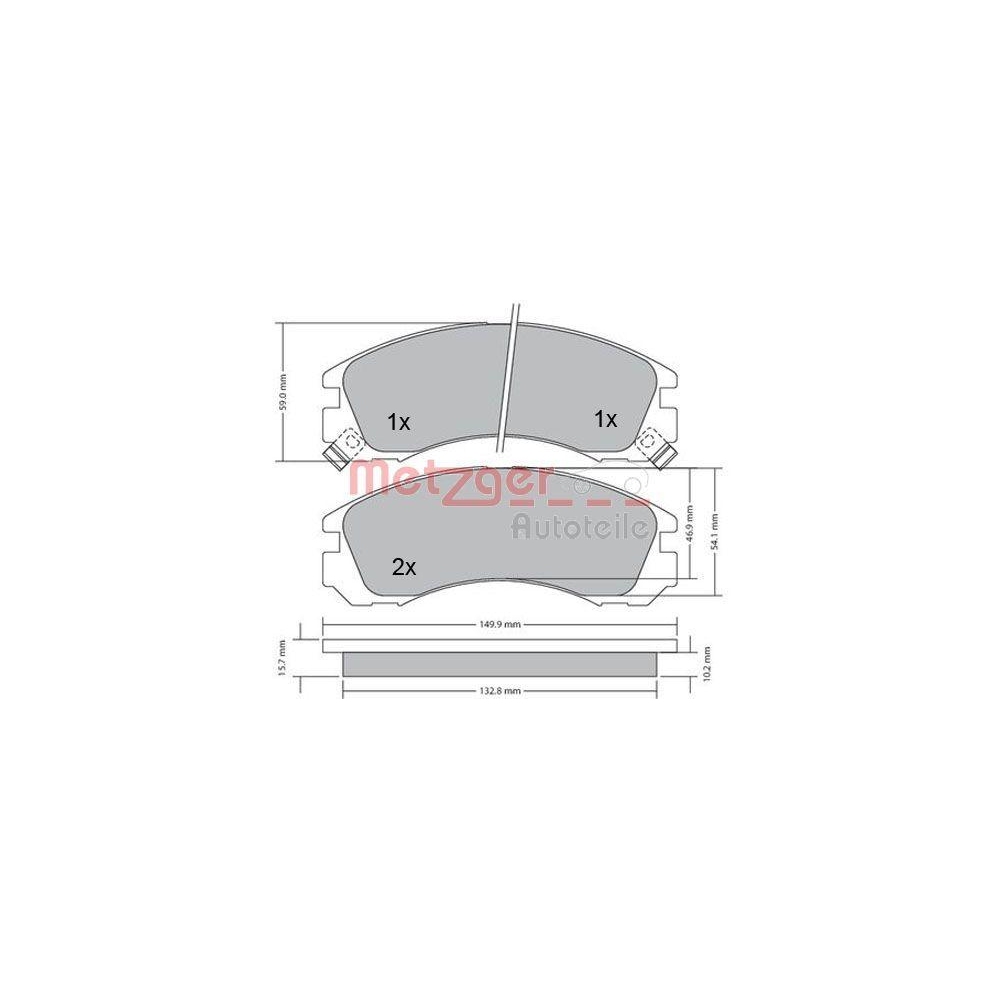 Bremsbelagsatz, Scheibenbremse METZGER 1170135 GREENPARTS für MITSUBISHI