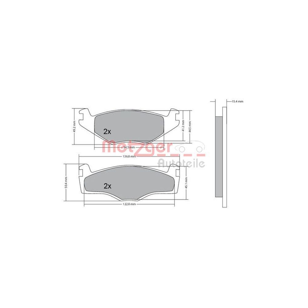 Bremsbelagsatz, Scheibenbremse METZGER 1170136 für VAG, Vorderachse