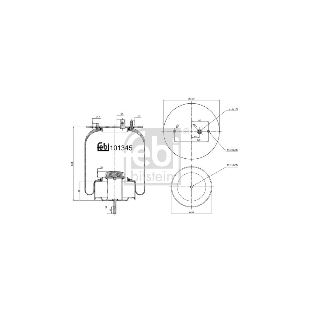 Febi Bilstein 101345 Luftfederbalg mit Stahlkolben und Kolbenstange , 1 Stück