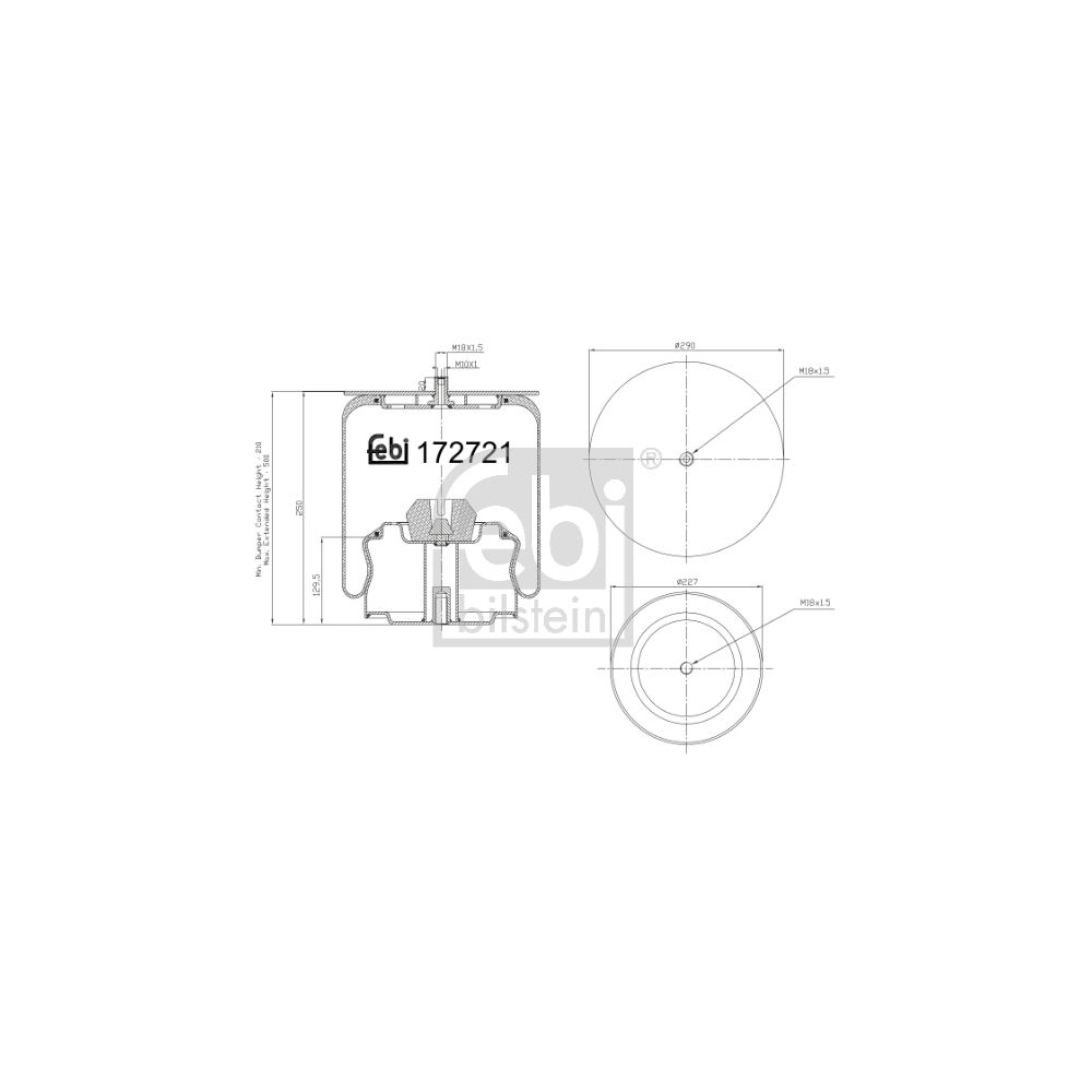 Febi Bilstein 172721 Luftfederbalg mit Stahlkolben, 1 Stück