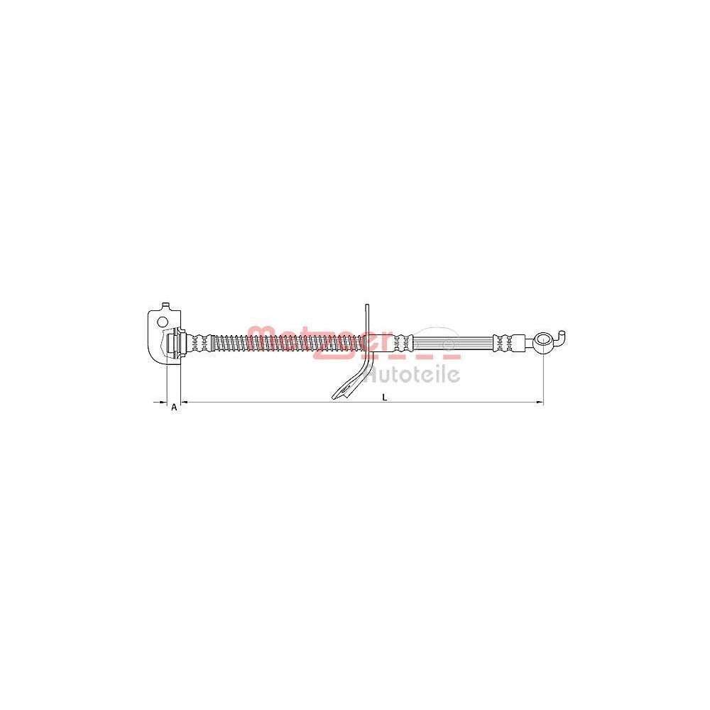 Bremsschlauch METZGER 4110736 für KIA, Vorderachse links