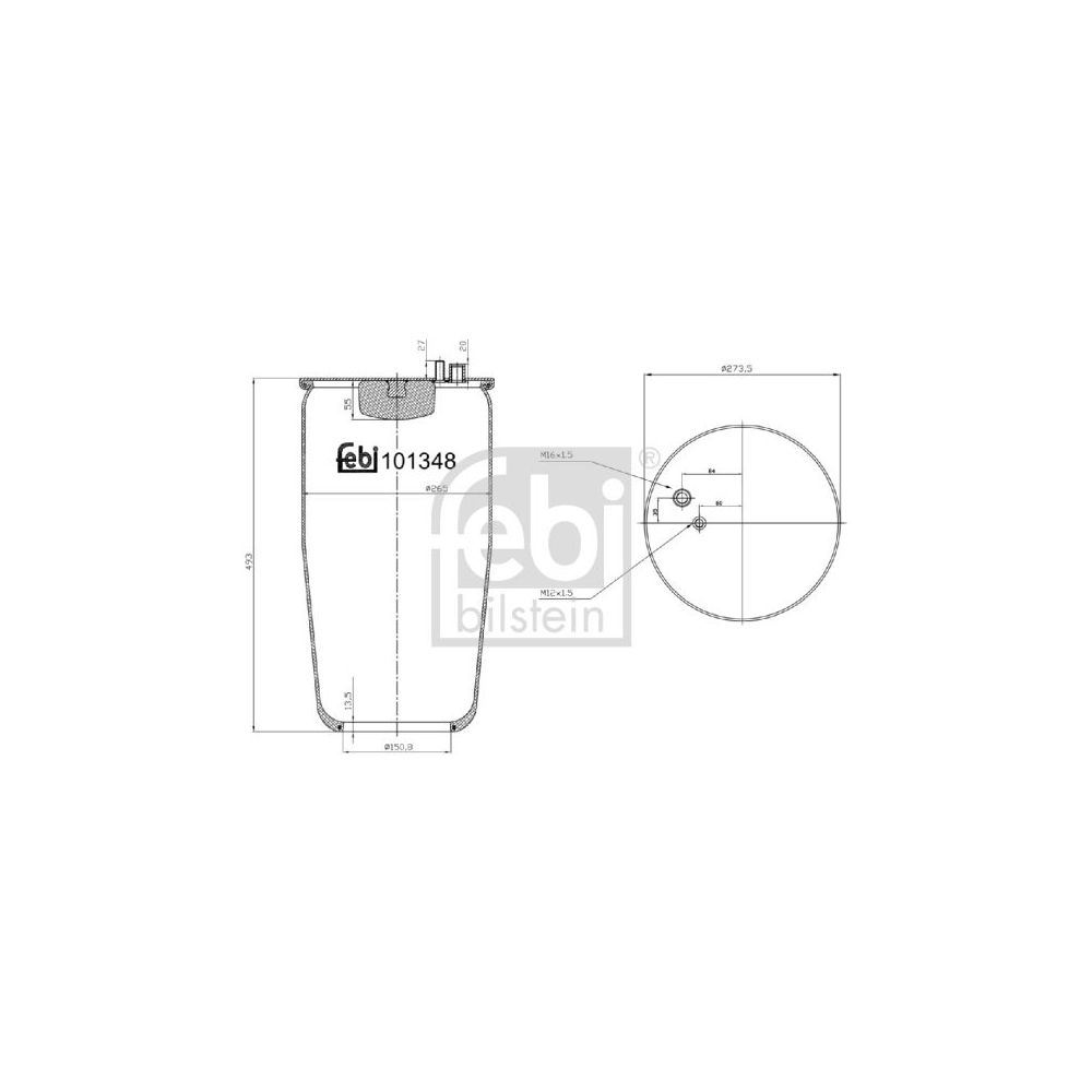 Febi Bilstein 101348 Luftfederbalg ohne Kolben , 1 Stück