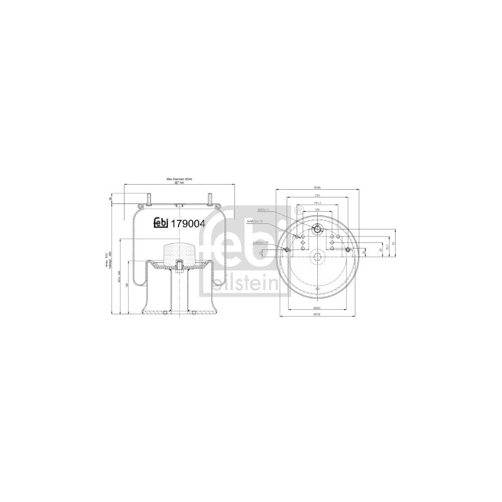 Federbalg, Luftfederung FEBI BILSTEIN 179004 für MERCEDES-BENZ SCHMITZ CARGOBULL