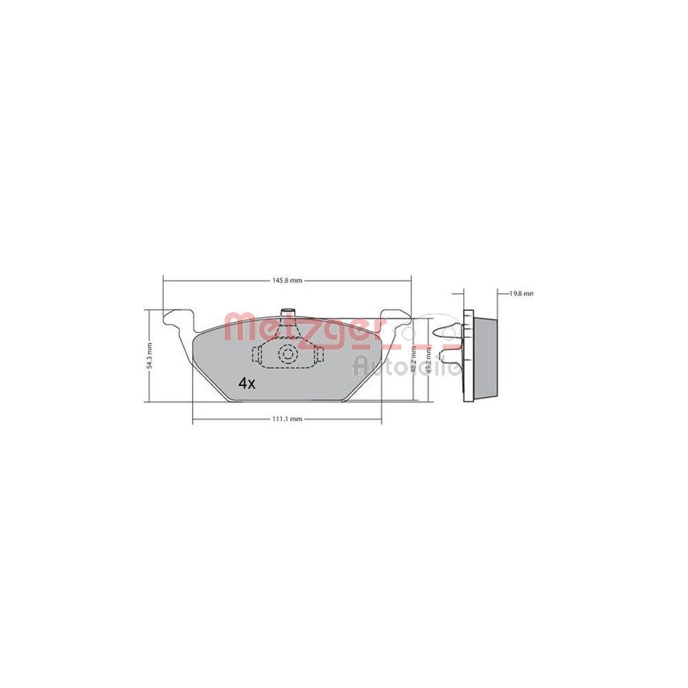 Bremsbelagsatz, Scheibenbremse METZGER 1170144 für VW VAG, Vorderachse