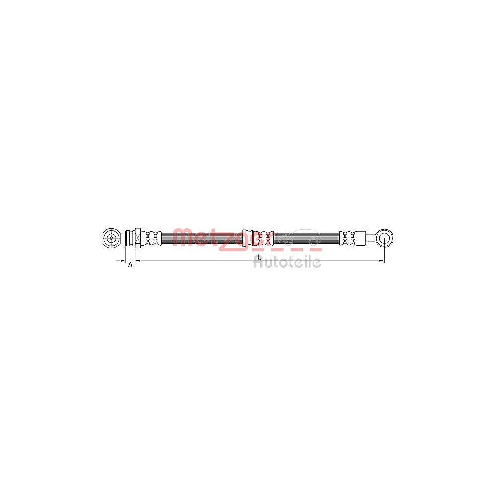 Bremsschlauch METZGER 4110745 für CITROËN MITSUBISHI PEUGEOT, Vorderachse rechts