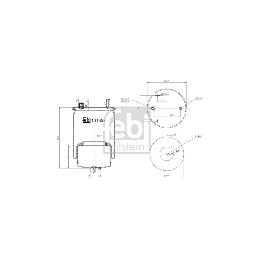 Febi Bilstein 101357 Luftfederbalg mit Stahlkolben und Kolbenstange , 1 Stück