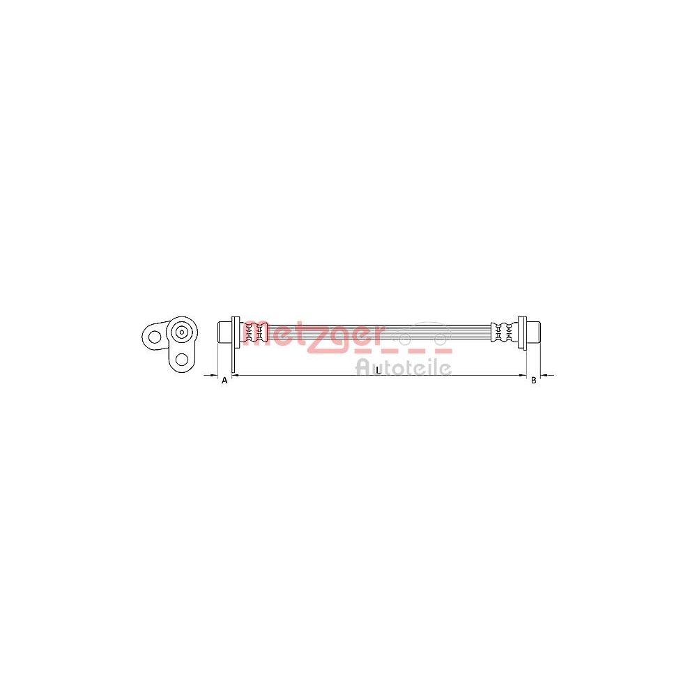 Bremsschlauch METZGER 4110746 für CITROËN MITSUBISHI PEUGEOT, Hinterachse links