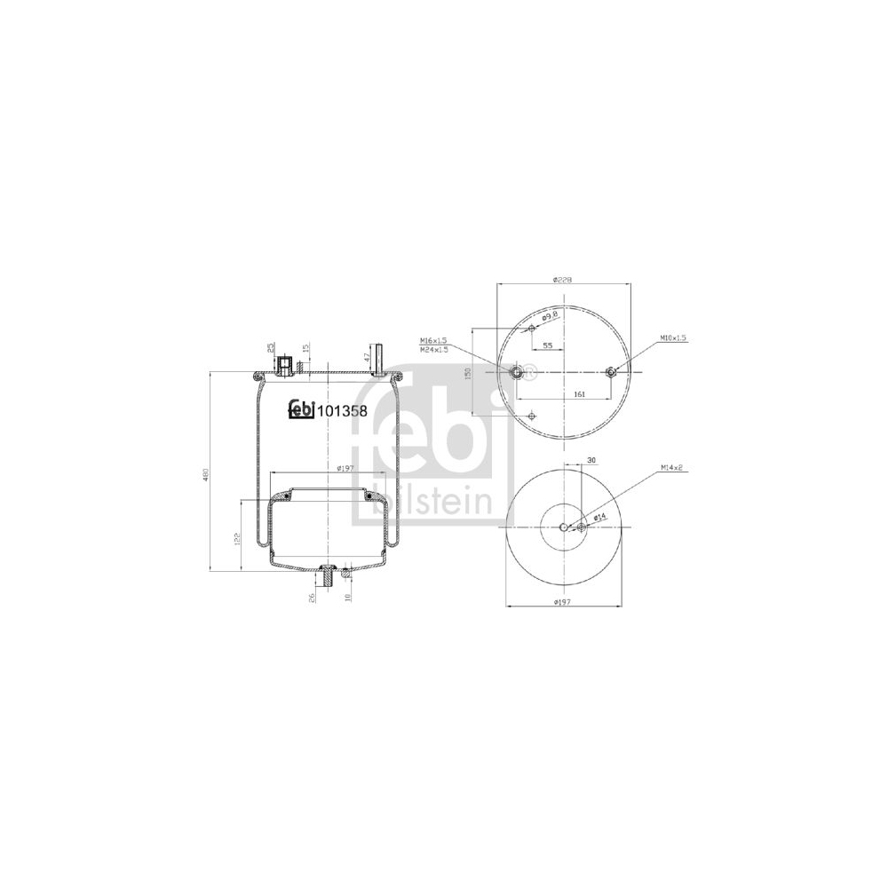 Febi Bilstein 101358 Luftfederbalg mit Stahlkolben und Kolbenstange , 1 Stück